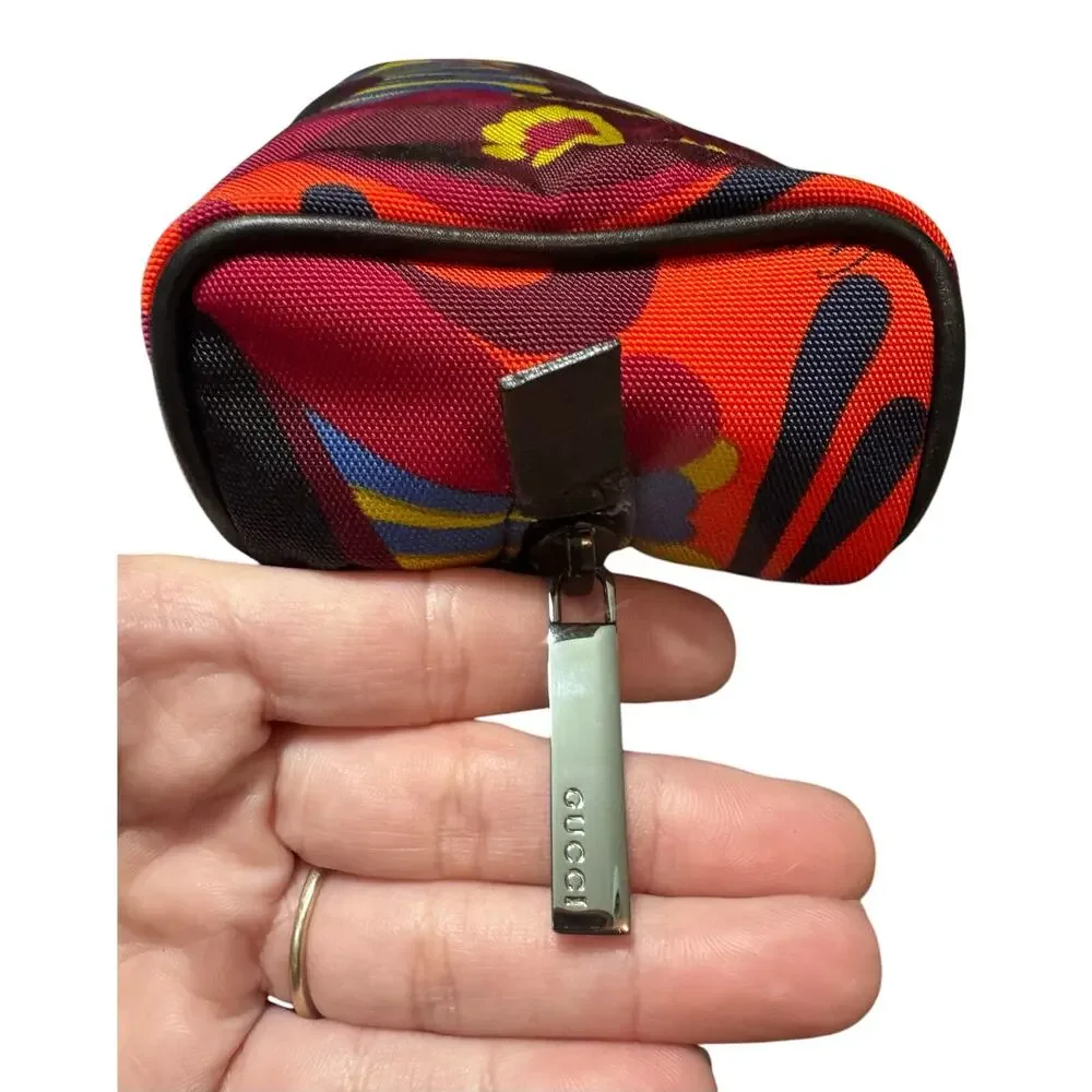 Auth. Limited Edition Gucci Rare Tropical Floral Canvas Small Zip Pouch W/COA